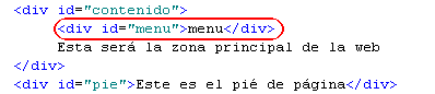 Código de la capa menu