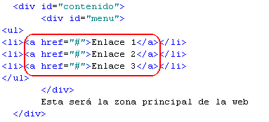 Aqui vemos como queda cada enlace dentro de cada elemento de la lista