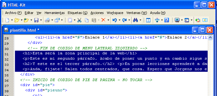 eliminar textos plantilla