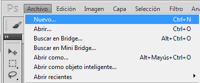 Crear un nuevo archivo en Photoshop