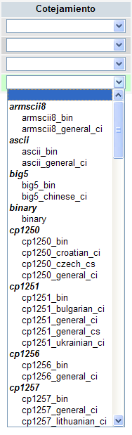 cotejamiento de valores en una base de datos mysql