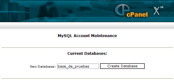 crear una base de datos con cpanel