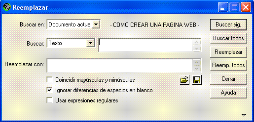 herramienta buscar y reemplazar con dreamweaver