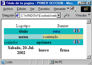vista previa de la página web con las flechas de navegación del curso