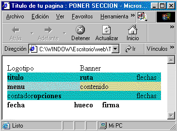 vista previa de la página web de ejemplo con internet explorer