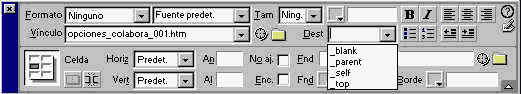 ventana de propiedades de dreamweaver