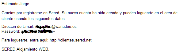 email de confirmación de alta del alojamiento gratuito