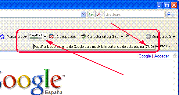googlepack para medir pagerank de una pagina web