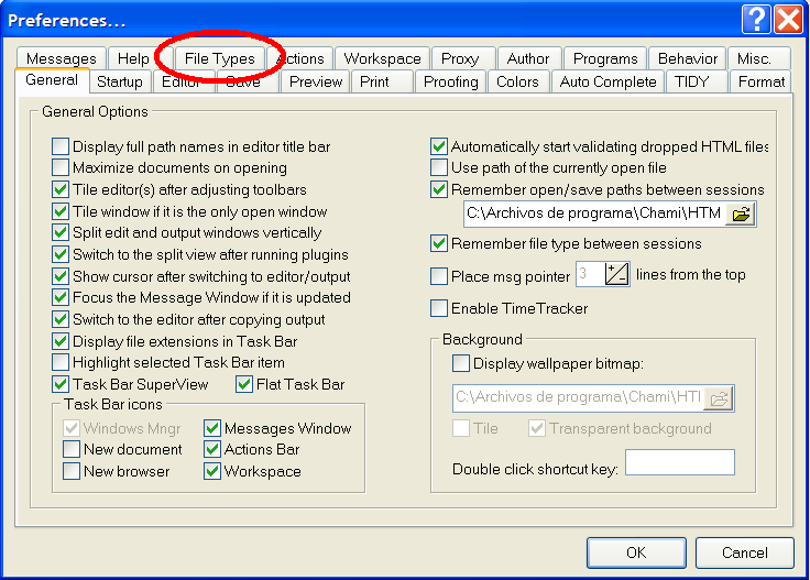 Activar preferencias del htmlkit