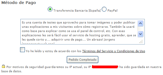 escoger forma de pago gratuito, je je, para el alojamiento gratis.