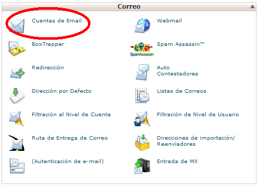 entrar al cpanel para configurar las cuentas de correo