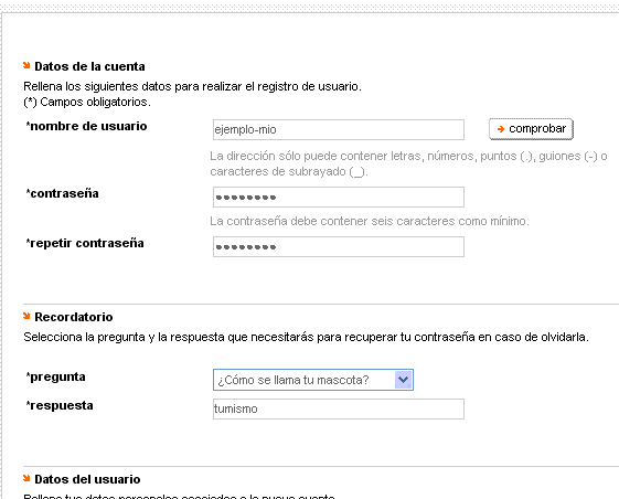 Datos a rellenar