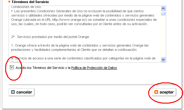 Aceptar condiciones