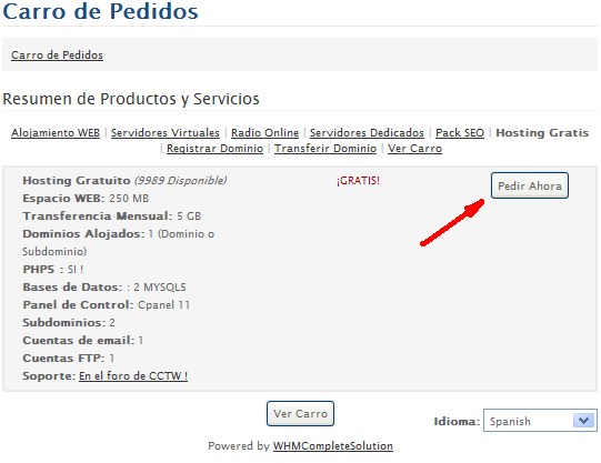 alta del hosting gratuito cctw
