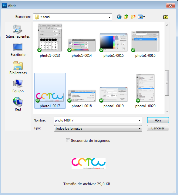 Ventana Abrir archivos